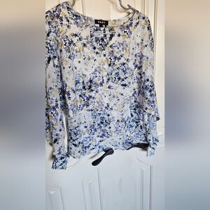 DKNY Blue and Yellow Floral Top